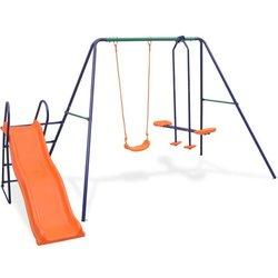 Swings Set con Slide y 3 asientos naranja