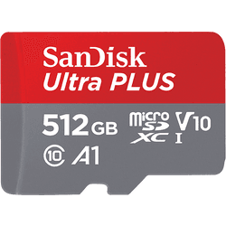 Tarjeta Micro SDXC - SanDisk Ultra PLUS, 512GB, 160 MB/s, UHS-I, V10, A1, C10, Adaptador SD, Multicolor