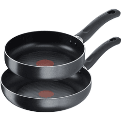 Set de sartenes - Tefal C42202S2A, 2 unidades, 20/26 cm, Para todo tipo cocinas, Revestimiento antiadherente, Aluminio, Negro