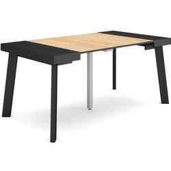 Mesa Consola extensible 160 Para 8 comensales Patas de madera Negro y roble