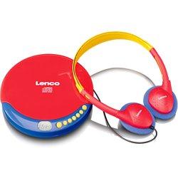 Lenco CD-021 - Reproductor de CD portátil para niños - Discman - Auriculares con limitación de Volumen - Lee CD-R/RW - Batería integrada - con Cable de Carga - Rojo/Azul