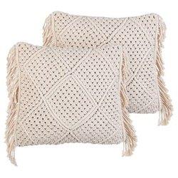 Conjunto de 2 cojines de macramé de algodón beige 45 x 45 cm BELIANI Besham