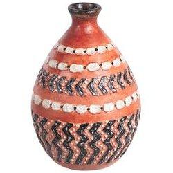 Terracota Jarrón decorativo 36 Marrón Blanco BELIANI Kumu