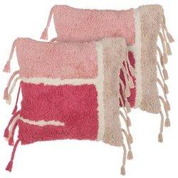 Conjunto de 2 cojines de algodón rosa con borlas 45 x 45 cm BELIANI Bistorta