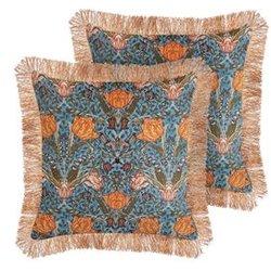 Conjunto de 2 cojines de algodón azul/naranja 45 x 45 cm BELIANI Mitella