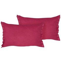 Beliani conjunto de 2 cojines de lino rojo 30 x 45 cm sassafras