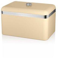 Retro Panera De Mesa Para Guardar Pan, Bollería, 18l, Diseño Vintage, Bread Bin Caja Metal Crema Swan Swka1010cn