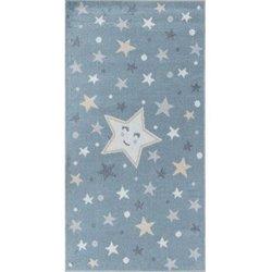 Alfombra Para Niños Lavable Estrellas Azul/beige 80x150cm Supermama