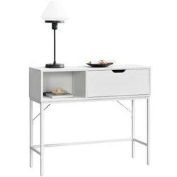 Mesa Consola De Metal Y Mdf Tranemo 92 X 30 X 80 Cm Blanco [en.casa]