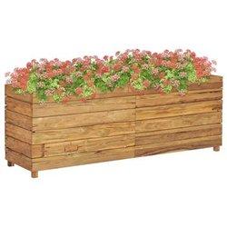 vidaXL Jardinera Madera Maciza De Teca Y Acero 150x40x55 Cm