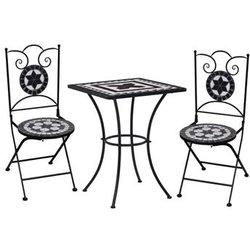 3 PC Bistro Set con mosaico de cerámica blanco y negro