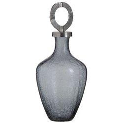 Maceta Cristal Gris Metal Plata 23 x 23 x 47 cm