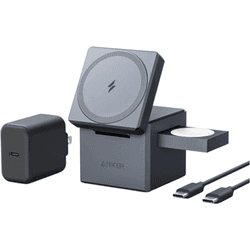 Cargador Anker 3 En 1 Con Magsafe Cubo Gris