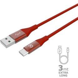 Celly Usbtypeccol3mrd Cable Usb 3 M Usb A Usb C Rojo