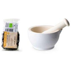 Mortero De Gres Blanco + Pimienta Negra Entera Ecológica - 55 G