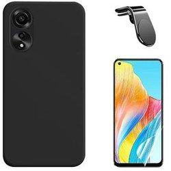 Película Hydrogel Frente + Capa Silicone Líquido + Suporte Magnético Carro Oppo A78 4G