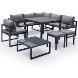 Conjunto De Jardín Ajustable Ibiza Lona Gris 7 Plazas - Aluminio Antracita