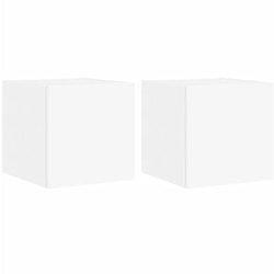 Muebles de pared de TV con luces LED 2 piezas Blanco 30,5x35x30 cm