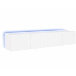 Muebles de TV de pared con luces LED 2 uds blanco 80x35x31 cm