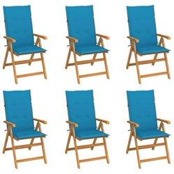 Conjunto 6 Silla de exterior VIDAXL Azul Teca (57x71.5x109 cm)