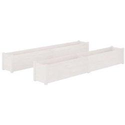 Jardineras De Madera Maciza De Pino Blanca 2 Uds 200x31x31 Cm Vidaxl