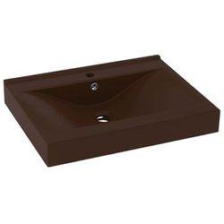 Lavabo con grifo de agujero Marrón oscuro Mate 60x46cm Cerámica