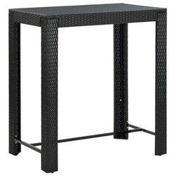 Mesa de jardín negro 100x60,5x110,5 cm Polyrattan