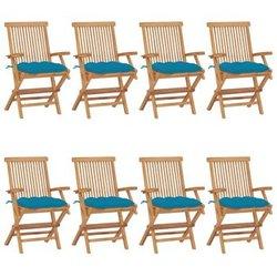 Conjunto 8 Silla de exterior VIDAXL Azul Madera (55x60x89 cm)