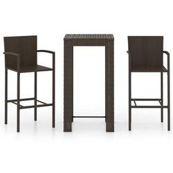 3 Pcs Garden Bar Set con apoyabrazos Polyrattan marrón