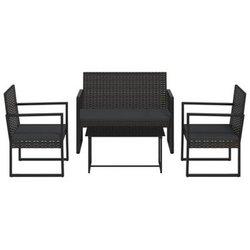 Conjunto de jardín Loop 1 sofá + 2 sillas + mesa negro