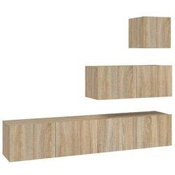 Set De Muebles Para Tv 4 Pzas Madera Contrachapada Roble Sonoma Vidaxl