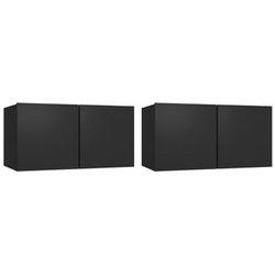 Mueble TV colgante 2 piezas negro 60x30x30cm