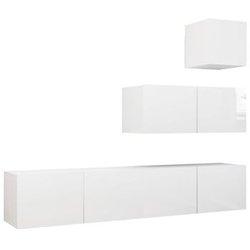 vidaXL Juego de mueble para TV de 4 piezas aglomerado blanco brillante