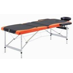 Cama de masaje de 3 secciones en aluminio negro y naranja