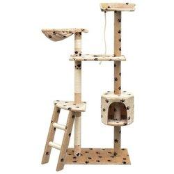 Árbol para Rascar Gatos Sisal 150 cm Patas Impresas Beige