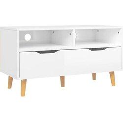 Soporte para TV blanco pulido 90x40x48,5 cm madera multicapa