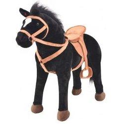 vidaXL Caballo De Juguete De Pie De Peluche Negro