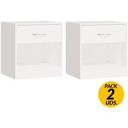 2 PCs mesitas de noche con cajón blanco