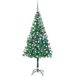 Árbol de Navidad preiluminado con bolas y conos de pino 180 cm