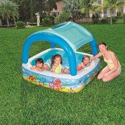 Piscina para niños con toldo azul 140x140x114 cm Bestway