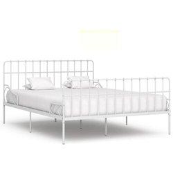 Cama solar con listones de metal blanco 200x200 cm