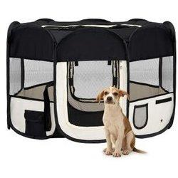 Caja plegable para perros con bolsa de transporte negra 110x110x58 cm