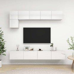 Muebles de puerta de TV Set 5 piezas blanco pulido madera multicapa