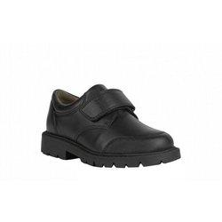 Geox Shaylax, zapatos escolares de cuero con una sola correa para niños 10 UK negro