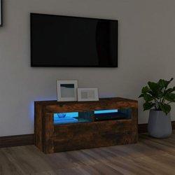 Soporte de TV con luces LED Smoke Oak 90x35x40 cm