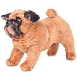 vidaXL Perro pug de peluche de pie marrón claro XXL