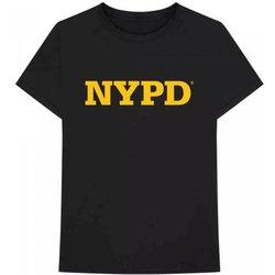 Camiseta unisex con logotipo de algodón con texto de la ciudad de Nueva York para adultos L negro