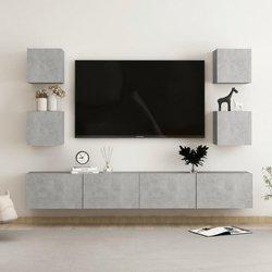 vidaXL Set de muebles de TV 6 pzas madera contrachapada gris hormigón