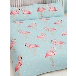 Juego de sábanas bajeras Fifi Flamingo Double azul/color rosa