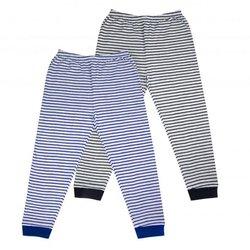 Pantalón de pijama de algodón a rayas para niño (Paquete de 2) 11-12 azul/gris